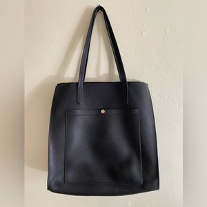 Banana Republic 12-Hour Leather Large Tote, Black w/ Red Interior - Pre Loved